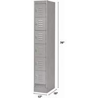 Casiers, 6 niveaux, 12" x 18" x 76", Acier, Gris, D&eacute;mont&eacute; GTA Hardware Inc