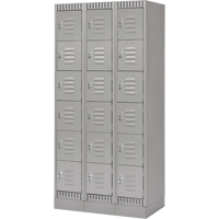 Lockers, 6 -tier, Bank of 3, 36" x 18" x 76", Steel, Grey, Knocked Down GTA Hardware Inc
