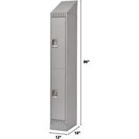 Lockers, 2 -tier, 12" x 18" x 86", Steel, Grey, Knocked Down GTA Hardware Inc