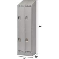Lockers, 2 -tier, Bank of 2, 24" x 18" x 86", Steel, Grey, Knocked Down GTA Hardware Inc