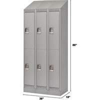 Casiers, 2 niveaux, Bloc de 3, 36" x 18" x 86", Acier, Gris, D&eacute;mont&eacute; GTA Hardware Inc