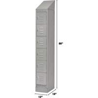 Lockers, 6 -tier, 12" x 18" x 86", Steel, Grey, Knocked Down GTA Hardware Inc