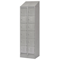 Lockers, 6 -tier, Bank of 2, 24" x 18" x 86", Steel, Grey, Knocked Down GTA Hardware Inc