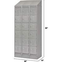 Lockers, 6 -tier, Bank of 3, 36" x 18" x 86", Steel, Grey, Knocked Down GTA Hardware Inc
