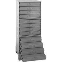 Modular Compartment Drawer Box Rack, Steel, 12 Drawers, 20-3/8" x 16" x 60-1/8", Grey GTA Hardware Inc