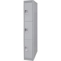 Lockers, 3 -tier, 12" x 18" x 72", Steel, Grey, Knocked Down GTA Hardware Inc