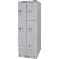 Casiers, 3 niveaux, Bloc de 2, 24" x 18" x 72", Acier, Gris, D&eacute;mont&eacute; GTA Hardware Inc