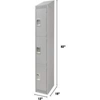Lockers, 3 -tier, 12" x 18" x 82", Steel, Grey, Knocked Down GTA Hardware Inc