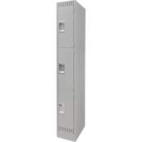 Lockers, 3 -tier, 12" x 18" x 76", Steel, Grey, Knocked Down GTA Hardware Inc