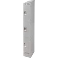 Lockers, 3 -tier, 12" x 18" x 86", Steel, Grey, Knocked Down GTA Hardware Inc