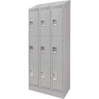 Lockers, 3 -tier, Bank of 3, 36" x 18" x 86", Steel, Grey, Knocked Down GTA Hardware Inc