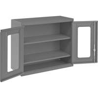 Armoire de rangement murale avec portes transparentes, 26-15/16" h x 29-7/8" la x 13-11/16" p, 2 tablettes, Acier, Gris GTA Hardware Inc