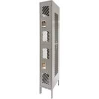 Vented Lockers, 2 -tier, 12" x 18" x 78", Steel, Grey, Knocked Down, Perforated GTA Hardware Inc