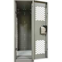 Casiers ventil&eacute;s, 2 niveaux, Bloc de 3, 36" x 18" x 88", Acier, Gris, D&eacute;mont&eacute;, Perfor&eacute; GTA Hardware Inc