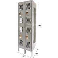 Casiers ventil&eacute;s, 2 niveaux, Bloc de 2, 24" x 18" x 78", Acier, Gris, D&eacute;mont&eacute;, Perfor&eacute; GTA Hardware Inc