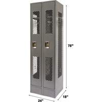 Casiers ventil&eacute;s, Bloc de 2, 24" x 18" x 78", Acier, Gris, D&eacute;mont&eacute;, Perfor&eacute; GTA Hardware Inc