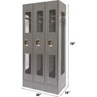 Casiers ventil&eacute;s, Bloc de 3, 36" x 18" x 78", Acier, Gris, D&eacute;mont&eacute;, Perfor&eacute; GTA Hardware Inc