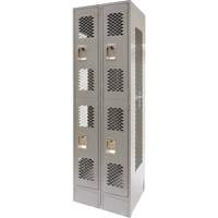 Casiers ventil&eacute;s, 2 niveaux, Bloc de 2, 24" x 18" x 78", Acier, Gris, D&eacute;mont&eacute;, Perfor&eacute; GTA Hardware Inc