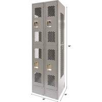 Casiers ventil&eacute;s, 2 niveaux, Bloc de 2, 24" x 18" x 78", Acier, Gris, D&eacute;mont&eacute;, Perfor&eacute; GTA Hardware Inc