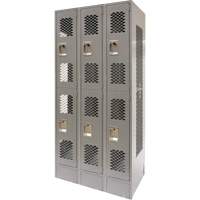 Casiers ventil&eacute;s, 2 niveaux, Bloc de 3, 36" x 18" x 78", Acier, Gris, D&eacute;mont&eacute;, Perfor&eacute; GTA Hardware Inc