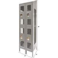 Casiers ventil&eacute;s, 2 niveaux, Bloc de 2, 24" x 18" x 88", Acier, Gris, D&eacute;mont&eacute;, Perfor&eacute; GTA Hardware Inc