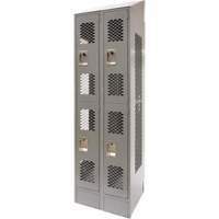 Casiers ventil&eacute;s, 2 niveaux, Bloc de 2, 24" x 18" x 88", Acier, Gris, D&eacute;mont&eacute;, Perfor&eacute; GTA Hardware Inc