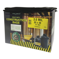 Sacs pour d&eacute;chets pour entrepreneurs, Fort, 30" la x 48" lo, 3 mils, Noir, Capacit&eacute; 113,56 L (30 gal.) GTA Hardware Inc