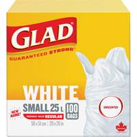 Petits sacs &agrave; ordures 25 L sans parfum, R&eacute;gulier, 20" la x 20" lo, Blanc GTA Hardware Inc
