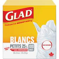 Petits sacs &agrave; ordures 25 L sans parfum, R&eacute;gulier, 20" la x 20" lo, Blanc GTA Hardware Inc