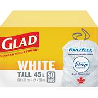 Tall 45L Febreze Garbage Bags, Regular, 24" W x 28" L, White GTA Hardware Inc