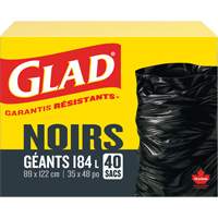 184L Garbage Bags, Regular, 35" W x 48" L, Black GTA Hardware Inc