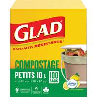 Small Compostable Bags, Regular, 17" L x 16" W, Brown, 10 L (3 Gal.) Capacity GTA Hardware Inc