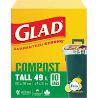 Tall Compostable Bags, Regular, 31" L x 24" W, Brown, 49 L (13 Gal.) Capacity GTA Hardware Inc