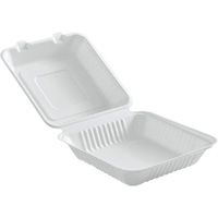 Compostable Hinged Food Containers, Bagasse, Square GTA Hardware Inc
