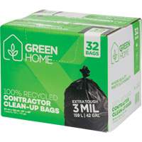 Green Home Garbage Bags, Strong, 33" W x 48" L, 3 mils, Black, 159 L (42 Gal.) Capacity GTA Hardware Inc