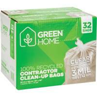 Green Home Garbage Bags, Strong, 33" W x 48" L, 3 mils, Clear, 159 L (42 Gal.) Capacity GTA Hardware Inc