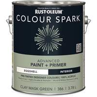 Colour Spark Interior Pre-Tinted Paint + Primer Wall Paint, Clay Mask Green, Eggshell, 3.78 L, Gallon GTA Hardware Inc