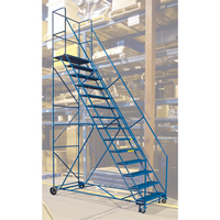 CSA-Certified Rolling Step Ladder with Locking Step, 14 Steps, 30" Step Width, 128" Platform Height, Steel GTA Hardware Inc