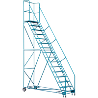 Escabeau roulant certifi&eacute; par la CSA avec pied verrouillable, 16 marches, Largeur de la marche 30", Hauteur de la plateforme 144", Acier GTA Hardware Inc