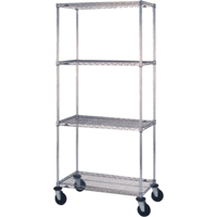 Wire Shelf Cart, Chrome Plated, 18" x 69" x 36", 800 lbs. Capacity GTA Hardware Inc