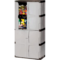 Heavy-Duty Cabinets, Plastic, 3 Shelves, 72" H x 36" W x 18" D, Mica and Charcoal GTA Hardware Inc