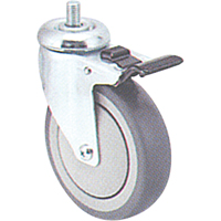 Zinc Plated Caster, Swivel with Brake, 4" (102 mm) Dia., 200 lbs. (91 kg.) Capacity GTA Hardware Inc