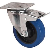 Roulette bleue, Pivotant avec frein, 5" (127 mm), Caoutchouc, 400 lb (181 kg) GTA Hardware Inc