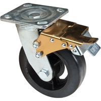 Roulette moul&eacute;, Pivotant avec frein, 6" (152,4 mm), Caoutchouc, 550 lb (249 kg) GTA Hardware Inc