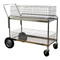 Wire Mesh Office Mail Cart, 250 lbs. Capacity, Chrome, 23-3/4" D x 43" L x 38-1/2" H, Chrome Plated GTA Hardware Inc