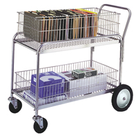 Wire Mesh Office Mail Cart, 250 lbs. Capacity, Chrome, 23-3/4" D x 43" L x 38-1/2" H, Chrome Plated GTA Hardware Inc