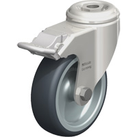 Roulette en &eacute;lastom&egrave;re thermoplastique acier inoxydable, Pivotant avec frein, Diam&egrave;tre 4" (102 mm), Capacit&eacute; 240 lb (108 kg) GTA Hardware Inc