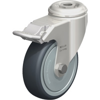 Roulette en &eacute;lastom&egrave;re thermoplastique acier inoxydable, Pivotant avec frein, Diam&egrave;tre 4" (102 mm), Capacit&eacute; 240 lb (108 kg) GTA Hardware Inc