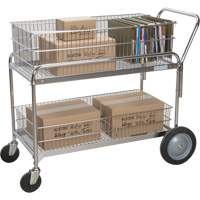 Wire Mesh Office Mail Cart, 250 lbs. Capacity, Chrome, 23" D x 42" L x 38" H, Chrome Plated GTA Hardware Inc