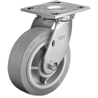 Plate Caster, Swivel, 4" (101.6 mm), Rubber, 225 lbs. (102 kg.) GTA Hardware Inc